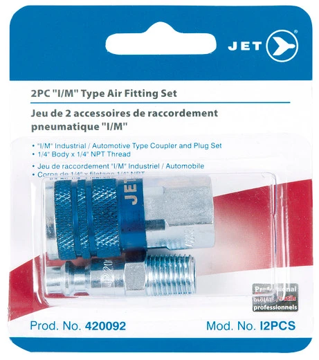 Jet 420092 - (I2PCS) 2 PC I/M Air Fitting Set - 1/4" Body X 1/4" NPT 4 Jet 420092 - (I2PCS) 2 PC I/M Air Fitting Set - 1/4" Body X 1/4" NPT - Image 2