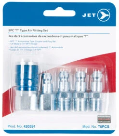 Jet 420391 - (T5PCS) 5 PC T Air Fitting Set - 1/4" Body X 1/4" NPT -Deals Federated Tool Store 420391 FrontPkg hr 13052.1560431279.520.520