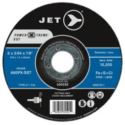 Jet 500337 - 7 X 1/16 X 7/8 A46PX-SST POWER-XTREME SST T27 Cut-Off Wheel