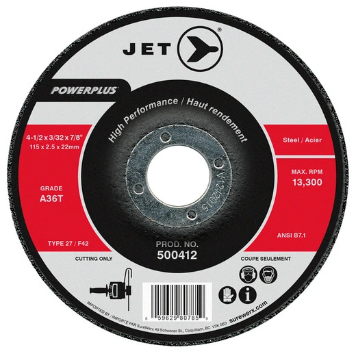 Jet 500412 - 4-1/2 X 3/32 X 7/8 A36T POWERPLUS T27 Cut-Off Wheel 3 Jet 500412 - 4-1/2 X 3/32 X 7/8 A36T POWERPLUS T27 Cut-Off Wheel