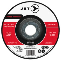 Jet 500712 - 4 X 1/4 X 5/8 A24R POWER ABRASIVE T27 Grinding Wheel