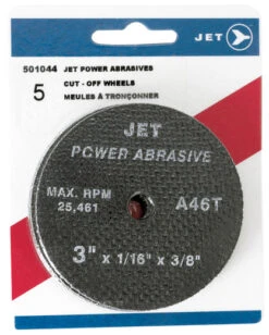 Jet 501044 - 3 X 1/16 X 3/8 A60T POWER ABRASIVE T1 Cut-Off Wheel (5/Pack)