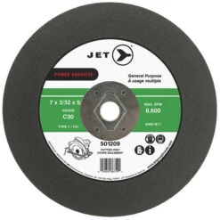 Jet 501209 - 7 X 3/32 X 5/8 (diamond 7/8) C30 POWER ABRASIVE T1 Cut-Off Wheel
