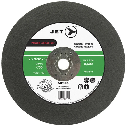 Jet 501209 - 7 X 3/32 X 5/8 (diamond 7/8) C30 POWER ABRASIVE T1 Cut-Off Wheel 3 Jet 501209 - 7 X 3/32 X 5/8 (diamond 7/8) C30 POWER ABRASIVE T1 Cut-Off Wheel