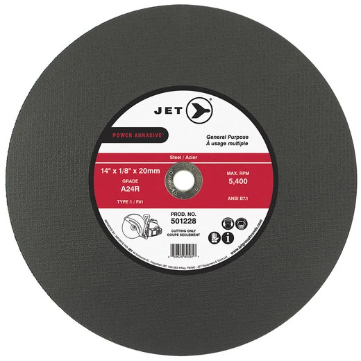 Jet 501228 - 14 X 1/8 X 20mm A24R POWER ABRASIVE T1 Cut-Off Wheel 3 Jet 501228 - 14 X 1/8 X 20mm A24R POWER ABRASIVE T1 Cut-Off Wheel