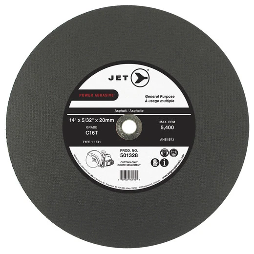 Jet 501328 - 14 X 5/32 X 20mm C16T POWER ABRASIVE T1 Cut-Off Wheel 3 Jet 501328 - 14 X 5/32 X 20mm C16T POWER ABRASIVE T1 Cut-Off Wheel