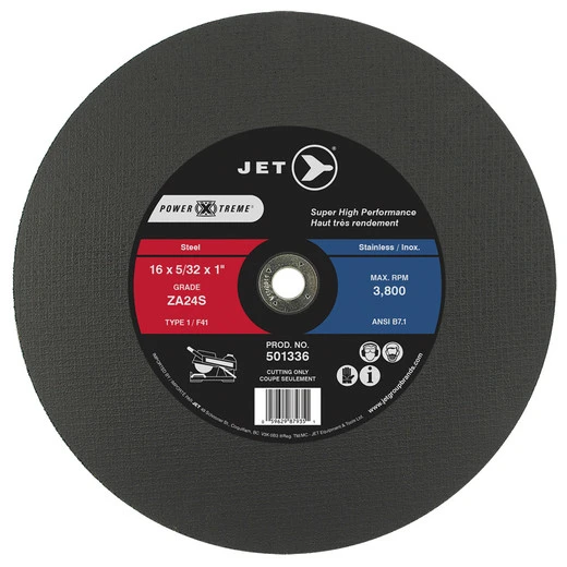 Jet 501336 - 16 X 5/32 X 1 ZA24S POWER-XTREME T1 Cut-Off Wheel 3 Jet 501336 - 16 X 5/32 X 1 ZA24S POWER-XTREME T1 Cut-Off Wheel