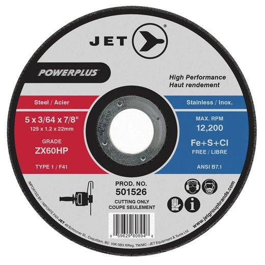 Jet 501531 - 6 X 3/64 X 7/8" ZX60HP POWERPLUS T1 Cut-Off Wheel 3 Jet 501531 - 6 X 3/64 X 7/8" ZX60HP POWERPLUS T1 Cut-Off Wheel