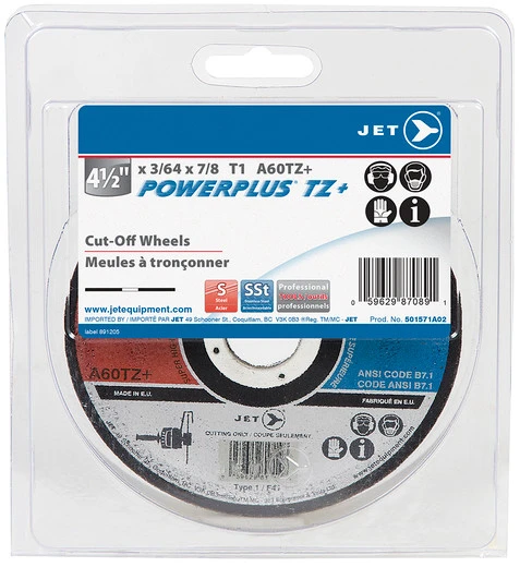 Jet 501571A02 - 4-1/2 X 3/64 X 7/8 A60PX POWERXTREME T1 Cut-Off Wheel - Clamshell Package 3 Jet 501571A02 - 4-1/2 X 3/64 X 7/8 A60PX POWERXTREME T1 Cut-Off Wheel - Clamshell Package