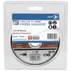 Jet 501805A02 - 4-1/2 X 3/64 X 7/8 A46GP POWER ABRASIVE T1 Cut-Off Wheel - Clamshell Package