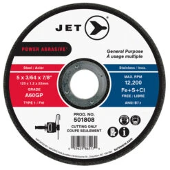 Jet 501808 - 5 X 3/64 X 7/8" A60GP POWER ABRASIVE T1 Cut-Off Wheel