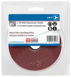 Jet 502416A05 - 4-1/2 X 7/8 A80 Aluminum Oxide Resin Fibre Sanding Disc - Clamshell Package