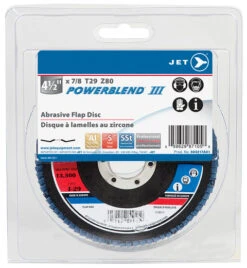 Jet 503217A01 - 4-1/2 X 7/8 Z80 POWERBLEND T29 Zirconia Flap Disc - Clamshell Package