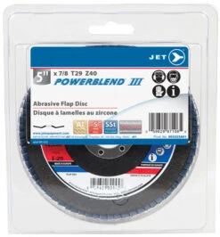 Jet 503223A01 - 5 X 7/8 Z40 POWERBLEND T29 Zirconia Flap Disc - Clamshell Package