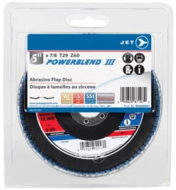 Jet 503225A01 - 5 X 7/8 Z60 POWERBLEND T29 Zirconia Flap Disc - Clamshell Package