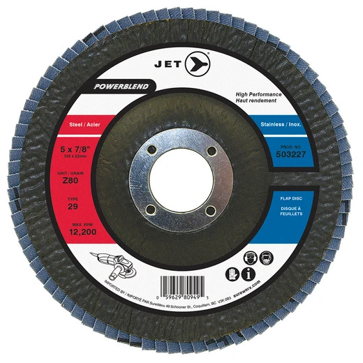 Jet 503227 - 5 X 7/8" Z80 POWERBLEND T29 Zirconia Flap Discs 3 Jet 503227 - 5 X 7/8" Z80 POWERBLEND T29 Zirconia Flap Discs
