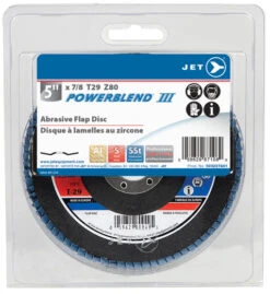 Jet 503227A01 - 5 X 7/8 Z80 POWERBLEND T29 Zirconia Flap Disc - Clamshell Package