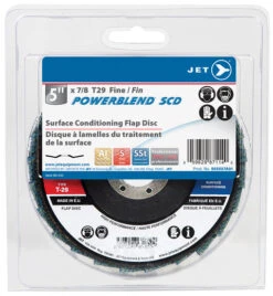 Jet 503527A01 - 5 X 7/8 Fine POWERBLEND SCD T29 Surface Conditioning Flap Disc - Clamshell Package